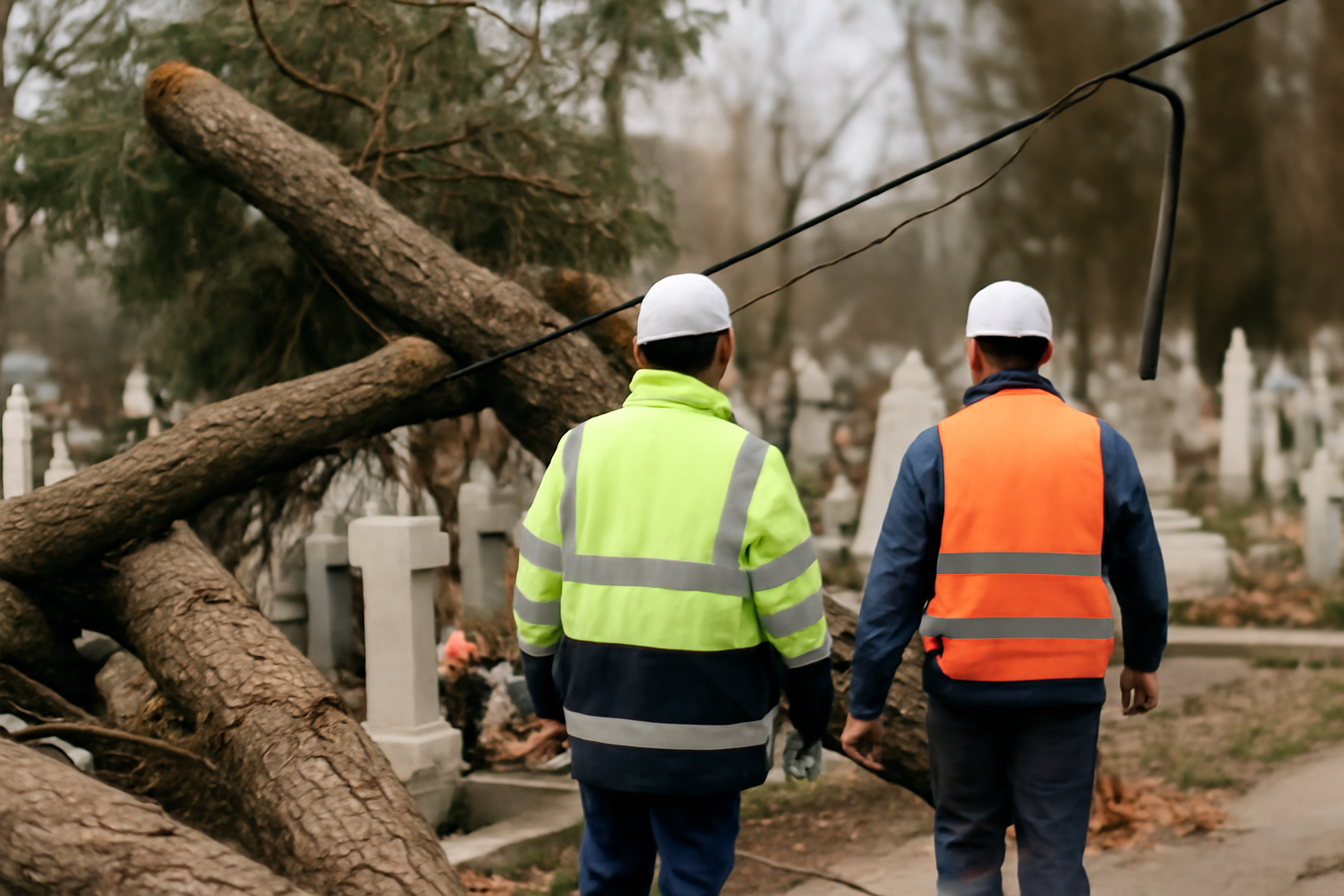 Copac doborât de vânt a rupt cablul de iluminat public în Cimitirul Sfânta Anastasia – intervenția echipelor finalizată