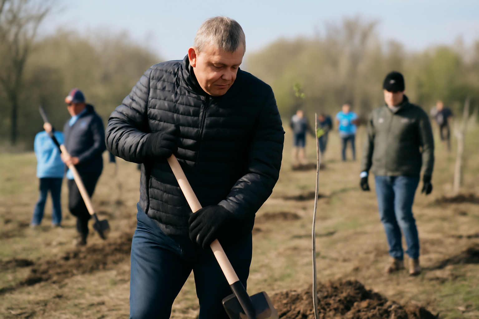 Primarul Marius Dulce din Călărași a plantat peste 3.000 de puieți în campania de weekend